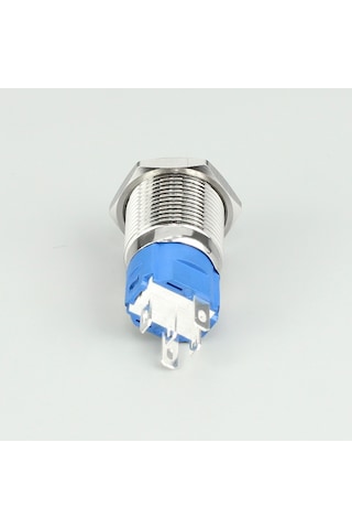 16mm Metal Led'li Kalıcı Buton   Metal  Yaylı   Su Geçirmez