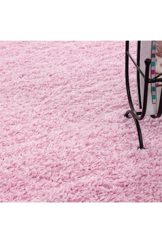 Yüksek Tüylü 30 Mm Hav Yüksekliğinde Düz Pembe Renkli Shaggy Halı