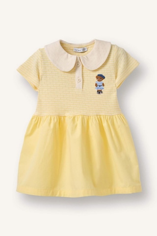 Defacto Ayıcılıklı Ayıcıklı Elbise Kız Bebek H3252A526SM Sarı