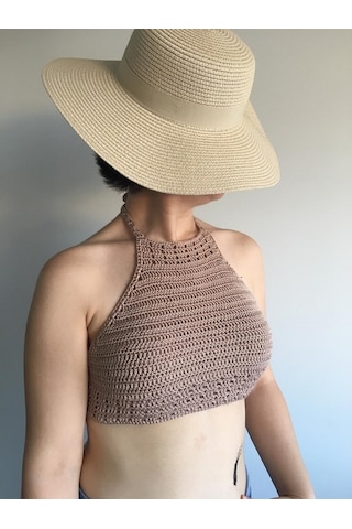 Tuyy Özel Tasarım Bej Renk Bikini Üstü