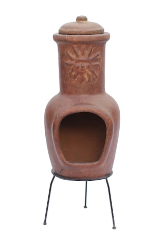 Güneş Motifli Küçük Chimenea Kırmızı