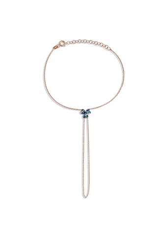Renkli Taşlı Üç Yapraklı Yonca Motifli Gümüş Şahmeran - B062201 Rose Gold