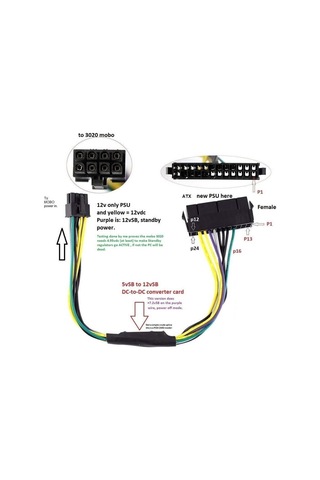 Primex Px-4973 Dell Optiplex 8 Pin To 24 Pin Atx Psu Power Güç Adaptör Kablosu