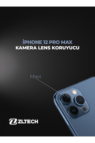 İphone 12 Pro Max Uyumlu Kamera Lens Koruyucu Mavi