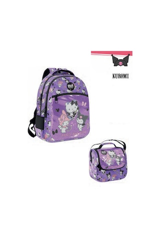 Hello Kitty İlk Okul Çantası - Sırt Çantası / Orjinal Lisanslı Lüx Çanta Mor / Beslenme 2'li