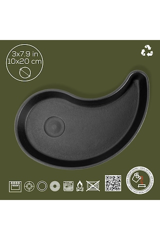 Lava Fajita Tabağı Damla Form Siyah Mat 10 X 20 Cm Siyah