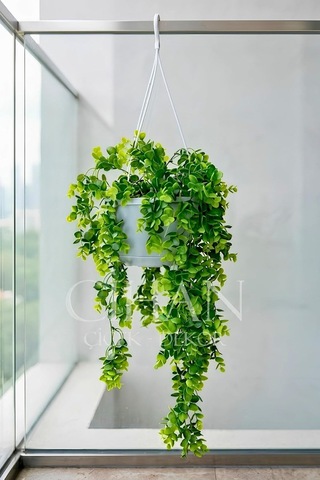 Askılı Saksıda Yapay Sarkan Okaliptus - 90 Cm Balkon Ve Teras Çiçeği Diğer