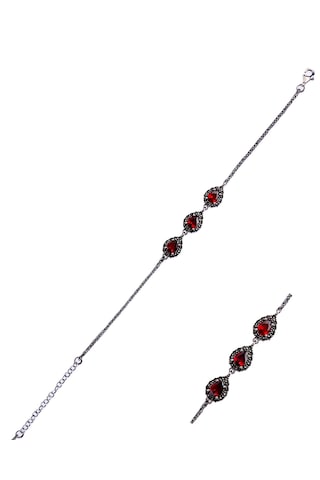 925 Ayar Gümüş Vintage Üçlü Tasarım Damla Kesim Su Yolu Kadın Bileklik Doğum Günü Hediye Gümüş