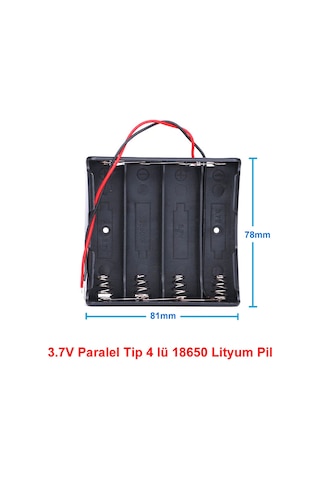 18650 2 Tel 4lü Pil Kutusu Paralel  4 Adet 3.7V Paralel Lityum Li