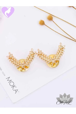 Olfil Dikenli Angutlar Minimalist Tarz Broş-mini Yapraklar 2 Adet Dal İnce Tasarım Minimalist 272619443 Altın Rengi