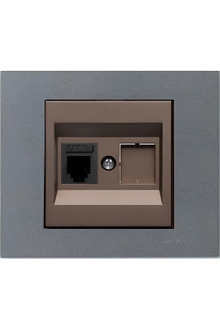 Ovivo Grano Metalik Numeris Telefon Prizi Mocha + Füme Çerçeve Ovivo Grano Metalik Numeris Telefon Prizi Mocha + Füme Çerçeve