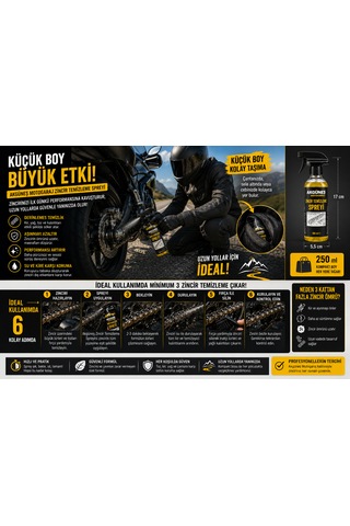 Akgüneş Motogaraj Zincir Temizleme Spreyi 250 Ml Motosiklet Zincir Bakım Ve Temizlik Ürünü