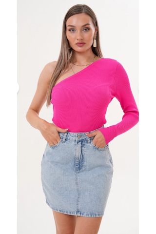 Eseclass Kadın Açık Mavi Yüksek Bel Denim Mini Etek - Klasik Yıkamalı Kot Etek