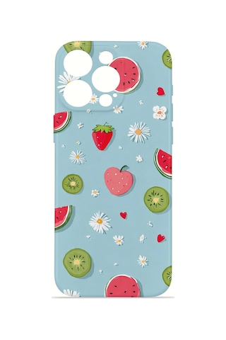Apple iPhone Uyumlu 16 Pro Vorian İnce Kamera Korumalı Mika Kılıf Fruit Confetti Sky Fruit Confetti Sky Mika