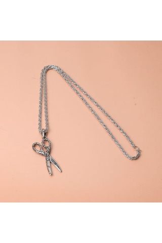 Desenli Makas Berber Terzi Erkek Kolye Çelik Takı Aksesuar K24 T5