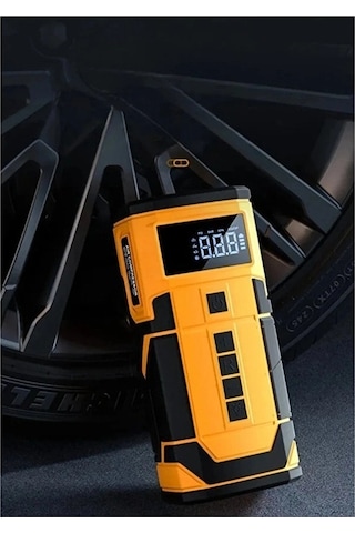8000 Mah Taşnabilir Dijital Ekranlı Araç Akü Takviyeli,powerbank,ışıklı Oto Hava Kompresörü Düz Renkli