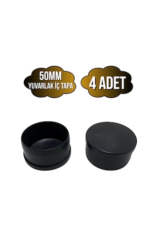 Yuvarlak Demir Profil İç Tapa Geçme Plastik Ayak Geçme Koruma Plastiği 50mm 4 Adet Siyah Siyah