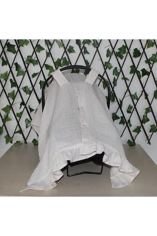 Pamuk Müslin Kumaş Puset Örtüsü Çıt Çıt Ve Fırfır Desenli Kum Rengi