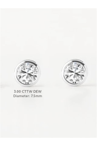 Brezza Lusso Jewelry Brezza Lusso 3 Cttw Dew Diamond Serisi Tektaş İthal Gümüş Kadın Küpe 7,5 Mm