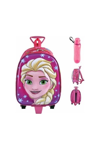 Çekçekli Elsa Kabartmalı Anasınıfı Çantası - Pembe Kreş Çantası + N11.34678