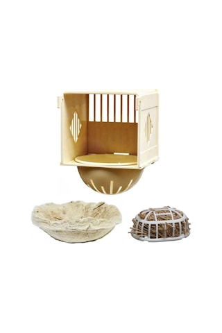 Keçeli Kapılı Dış Kanarya Yuva Seti 3'lü Kanarya Yuvası İpi