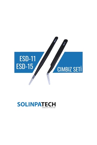 2'li Hassas Antistatik Cımbız Seti – Karbon Fiber Uçlu ESD-11 & ESD-15