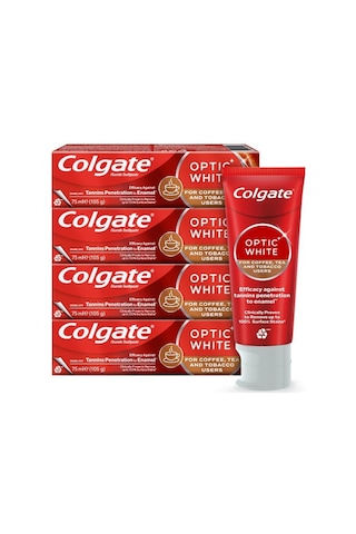Colgate Optic White Kahve Çay ve Tütün Kullananlar için Diş Macunu 4 x 75 ML