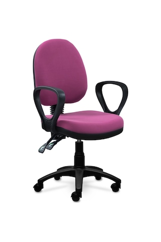 Ofiscombin Ofis Büro Sırt Ayarlanabilir Döner Tekerlekli Öğrenci Ders Çalışma Koltuğu Pembe Kumaş 00047499205