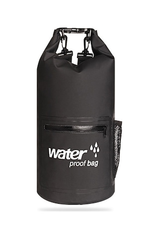 Sones Su Geçirmez Çift Omuz Askılı Kuru Çuval Pvc Varil Çanta, Kapasite: 20l Siyah