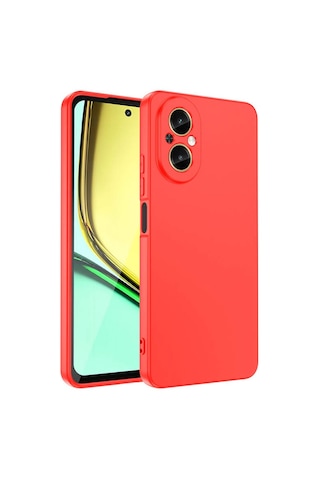 Realme 12 Lite Kılıf İçi Telefonu Çizmeyen Kadife Kaplı Dışı Soft Yapılı Esnek Lansman Kapak Ryc/mara Kirmizi