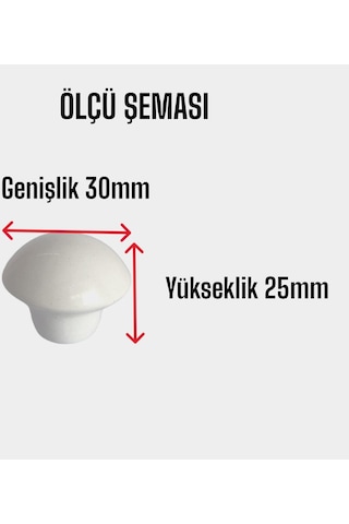 8 Adet Beyaz Mantar Düğme Kulp Mobilya Çekmece Dolap Kapak Kulbu Metal Kulp Aksesuarları Vidalı