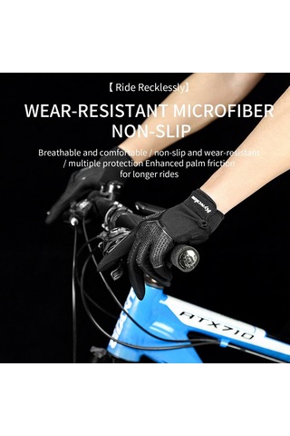 Ccgloball Uzun Parmak Açık Kaymaz Şok Emici Nefes Alabilen Güneş Koruyucu Dokunmatik Ekranlı Binicilik Eldivenleri Siyahs