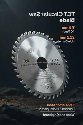 115 Mm Daire Testere Diski, 40 Diş, 22.2 Mm Delik Çapı, Karbon Çelik, Krom Vanadyum Kaplama