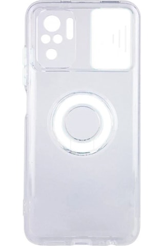 Ally Xiaomi Redmi Note 10 - 10s Kılıf Sürgülü Kamera Lens Korumalı Yüzük Standlı Silikon Kılıf- 5775 Şeffaf
