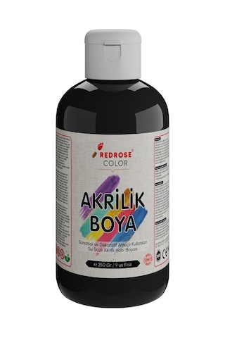 Red Rose Siyah Akrilik Boya 250 G