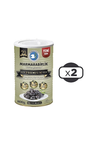Marmarabirlik Premium 2XL Doğal Salamura Siyah Zeytin 2 x 800 G