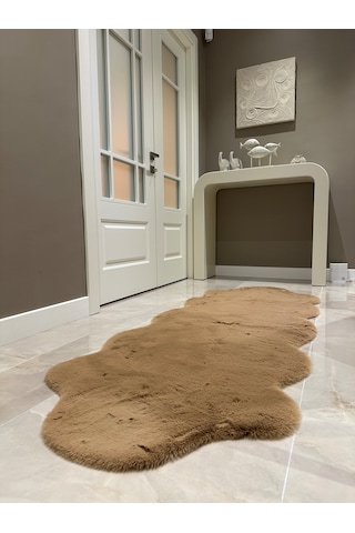 Ultra Soft Kahverengi Yumuşak Dokulu Peluş Halı Çift Kafa Post