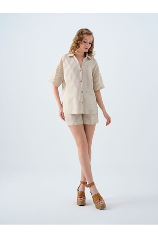 LOFT Regular Fit Kadın Gömlek K.kol Lf2038397 Q1.v1 Mavi