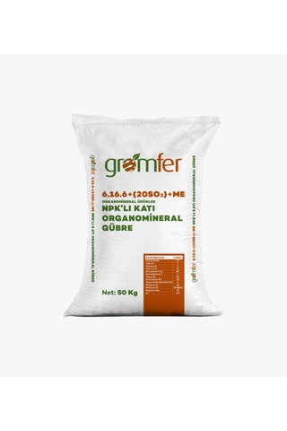 6.16.6+20so3+me Organomineral Gübre 50KG
