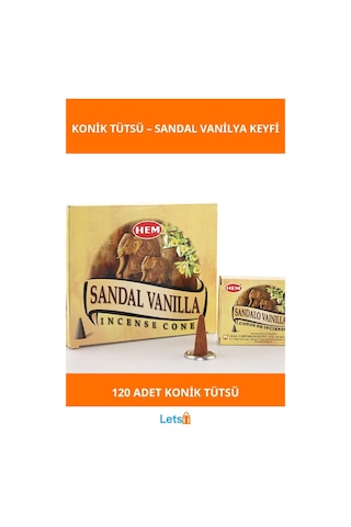 Sandal Vanilya Aromalı Konik Tütsü 1 Kutu 12 Paket