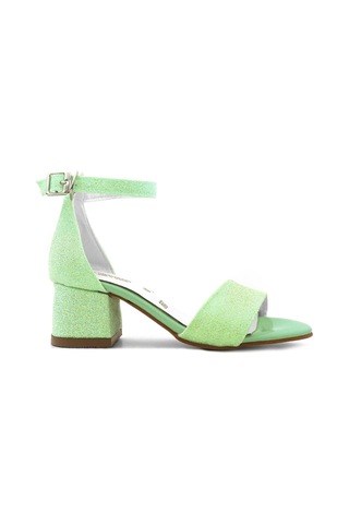 Lilo Simli Yeşil Tek Bantlı Kız Çocuk Topuklu Abiye Ayakkabı Yeşil