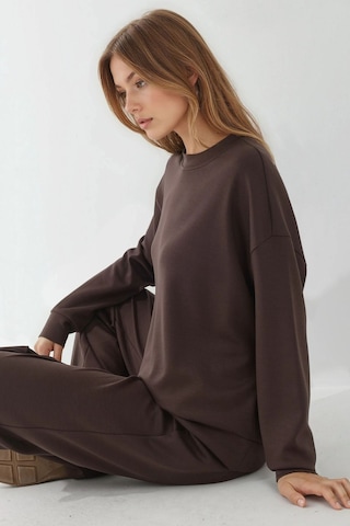 Hiccup Modal Dokunuşlu Basic Sweatshirt Kestane Kahvesi