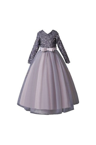 Mashotrend Gri Zara Payetli Çocuk Abiye - Kız Çocuk Elbise Gri