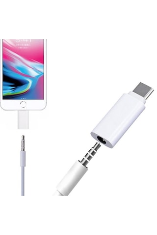 4491 Type C To 3.5mm Kulaklık Ses Çevirici Dönüştürücü Aux Adaptör Beyaz