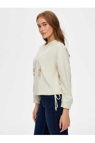 Faik Sönmez Relax Modallı Kemik Aksesuar Detaylı Sweatshirt W26swt011 Uw26swt01172 Taş