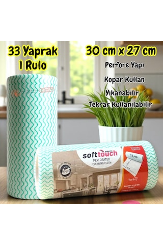 Technow Softtex 33 Yaprak Kopar Kullan Rulo Hassas Temizlik Bezi 27x30cm Sarı