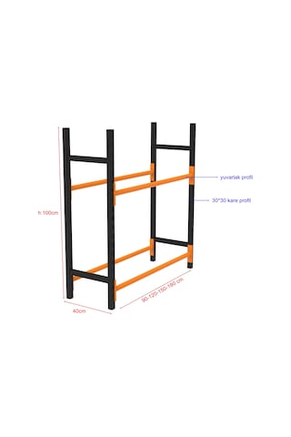 2 Katlı Lastik İstifleme Rafı, Mini Rack 40x150 Cm-100 Cm Çok Renkli