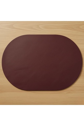 2 Adet Bordo Deri Amerikan Servis Tam Oval 33x44 Cm