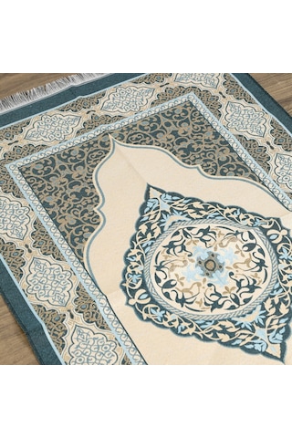 İsimli Hediyelik Tafta Seccade Mavi-gold 68x110cm Çok Renkli