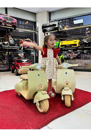 Oyuncak Sepetim Vespa Akülü Motorsiklet 2-5 Yaş Bej